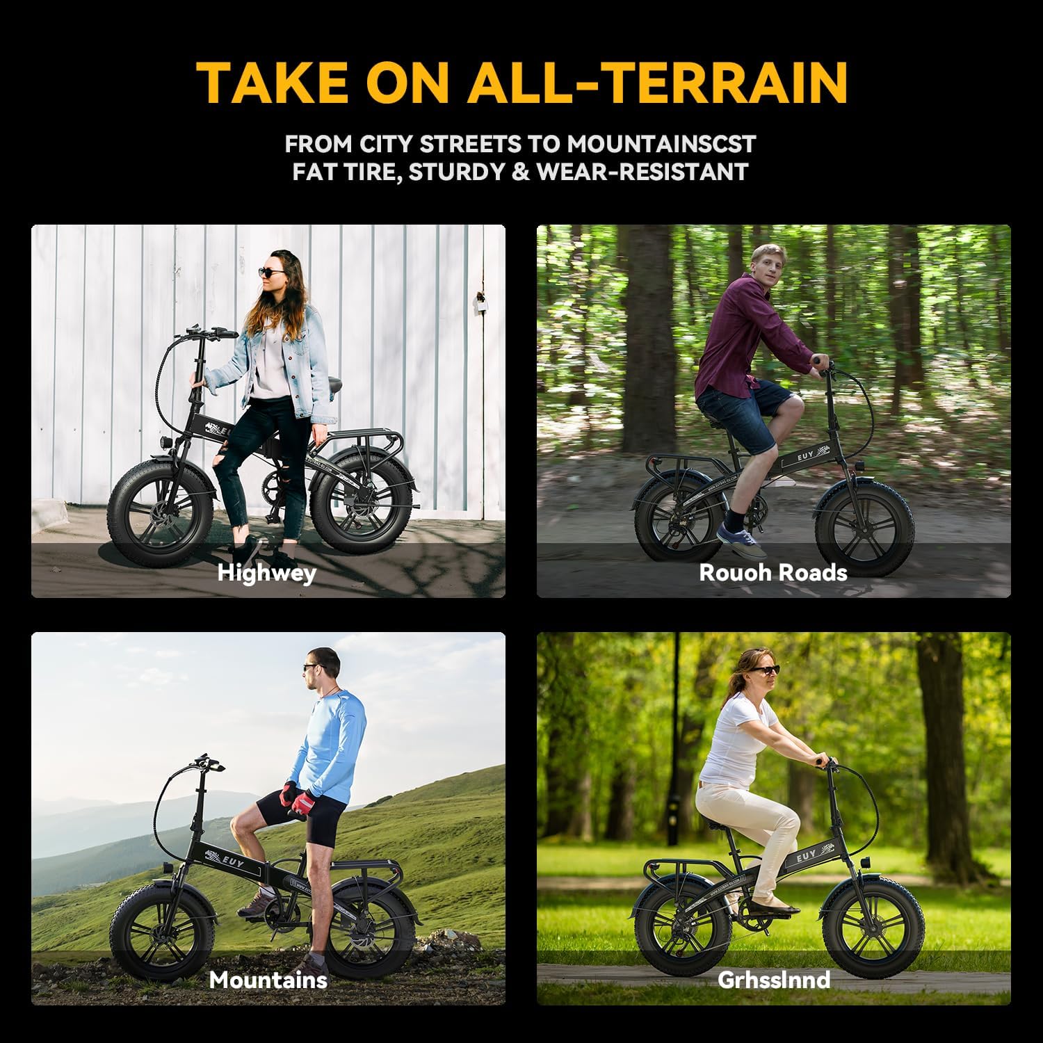 Auloor 1000W Folding Electric Bike, 48V 20 AH Large Removable Battery E Bike,30+MPH, 70 Miles Max Range, 20' Fat Tire Electric Bike for Adults, Adult Electric Bicycles for Commute Beach Snow