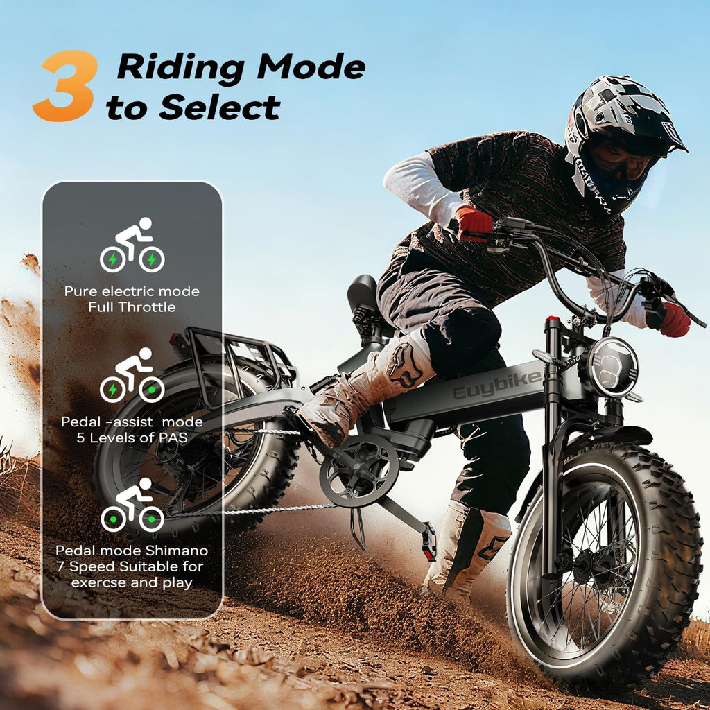 2000W/3000W Peak Motor Electric Bike for Adults, 48V/52V 25AH/30AH Battery Full Suspension Foldable Ebike, 20'x4.0' Fat Tires 35MPH Dirt Bike, 100/120 Miles Hydraulic Brake Magnesium Alloy Motorcycle