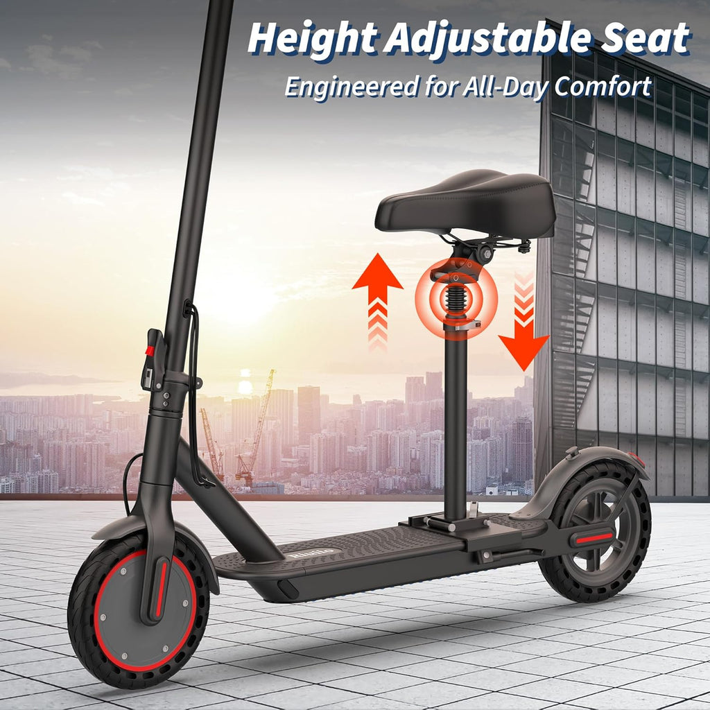 Electric Scooter, 350W-500W Motor, 19 MPH to 22MPH, 15-41 Miles Range, Dual Suspension, Dual Braking, App Control, Foldable Commuter E Scooter for Adults and Teens