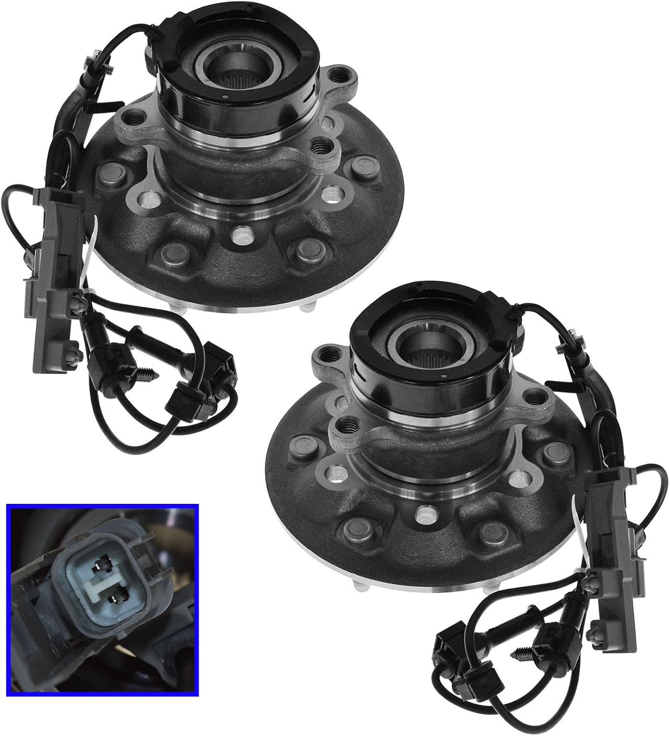 TRQ 2 Piece Front Wheel Bearing & Hub Assembly Set 4WD Compatible with 2004-2008 Chevrolet Colorado GMC Canyon 2006 Isuzu i-350 2007-2008 i-370