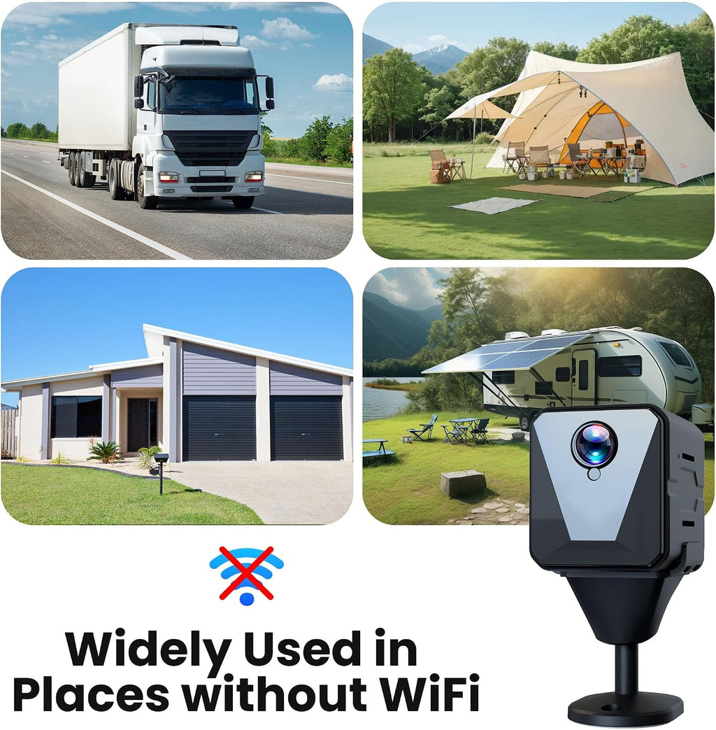 Funstorm 2K No WiFi Cellular Security Camera with SIM Card, Wireless Outdoor Camera, Live View, Motion Detection Alerts, Night Vision, Mini Camera for Car, Truck, RV, Jobsite & Vacant House