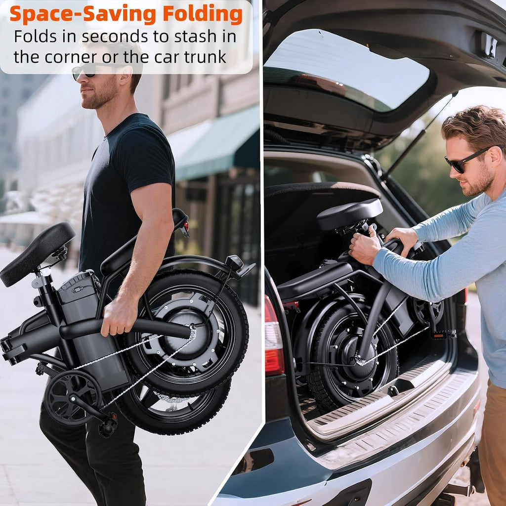 Electric Bike for Adults and Teens,550W Motor 23MPH Folding Ebike with 48V Removable Battery, 35Miles Range&PAS Mode with 14' Foldable Electric Bicycles, Electric Commuter Mini Bikes,UL 2849 Certified