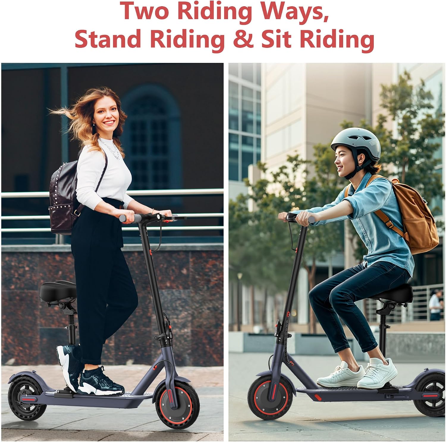 MAXSHOT Electric Scooter for Adults, 8.5/10/14' Tires, 19/22Mph, 350W/500W Motor, 21-28 Miles Range, Folding E-Scooter with Dual Suspension,APP Contro