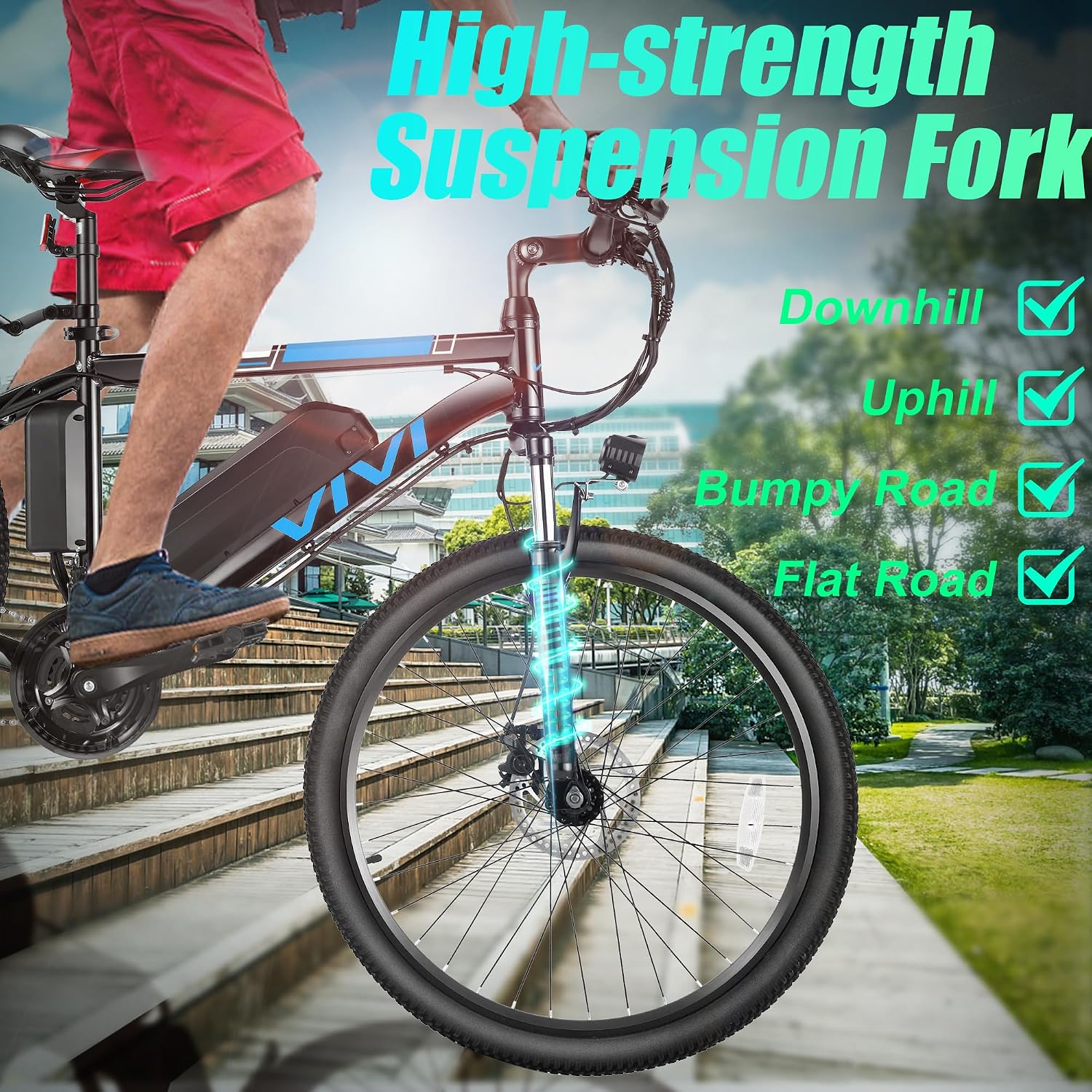 Vivi Electric Bike for Adults 26 Inch 749W Peak Ebike for Adults Removable 48V Battery, Electric Mountain Bike 21 Speed Gears, Electric Bicycle 20 mph& 50 Miles/Pedal Assist, SGS Certified to UL2849
