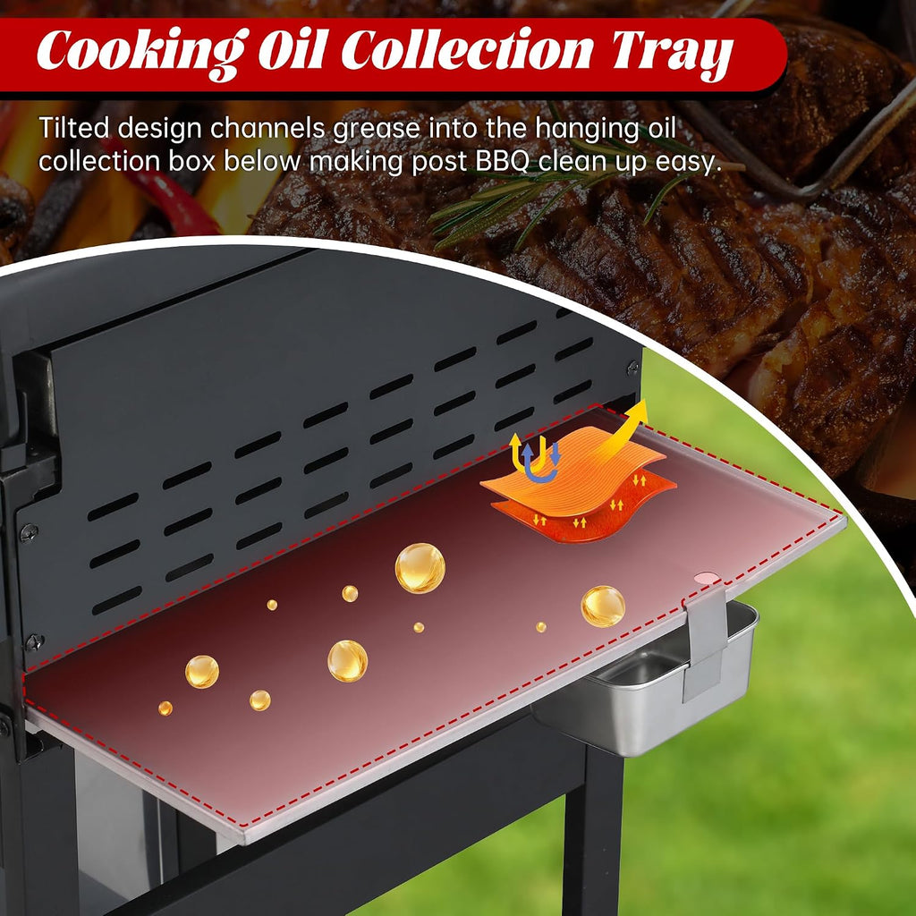 3-Burner Flat Top Propane Gas Grill Stainless Steel Griddle Combo with Foldable Side Table, 36,900 BTU Outdoor BBQ Grill, Porcelain-Enameled Cast Iron Grids, for Backyard, Patio Cooking