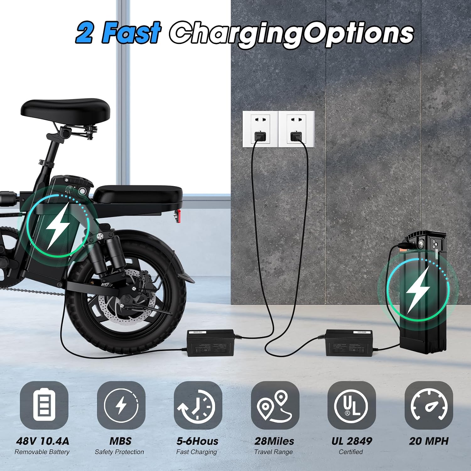 INSDRGN Electric Bike for Adults and Teens,14' Folding Adult E Bike with 650W Peak Motor,20MPH,28Miles Range,Advanced 9-Point Suspension & Dual Disc Brake,Removable Battery,UL 2849 Certified