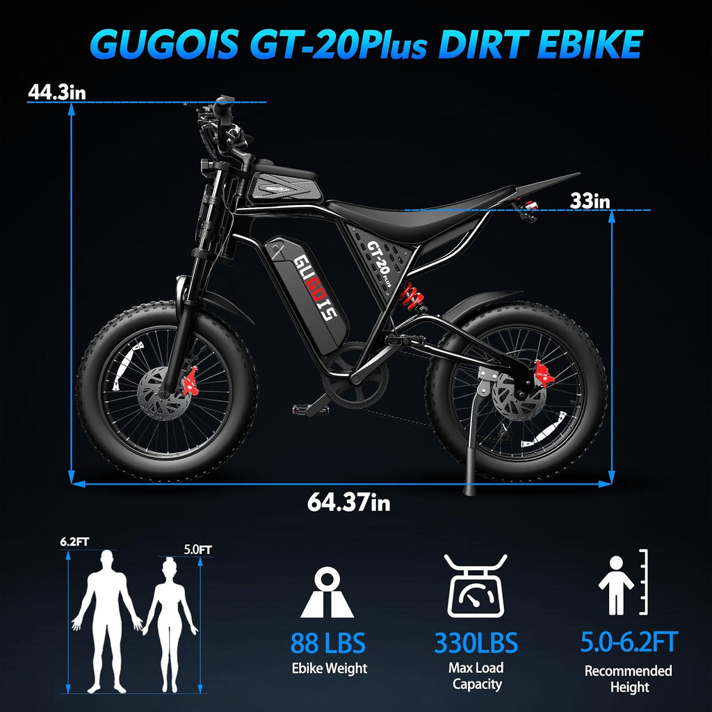 Electric Bike for Adults,1000/1500W, 30/35MPH, 48V 15.6/20AH Battery, Max 30-60 Miles Electric Dirt Bike, 20' Fat Tire Ebikes, UL2849&GCC Certified Electric Motorcycle for Mountains, Snow, Sand, Road