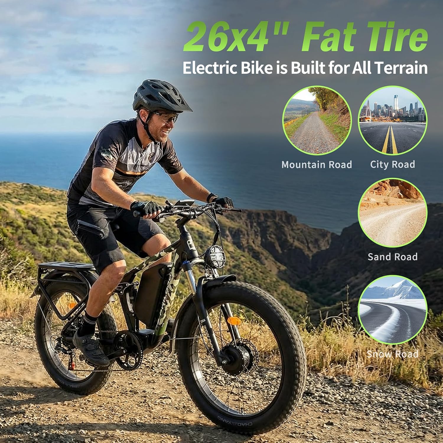 5000w Dual Motor E-Bike 60V Electric Bike for Adults,45 MiIe P-Hour Full Suspension Hydraulic Disc Brakes EBike,26/24x4 Fat Tires Mountain Bikes for All Terrain Snow/Sand