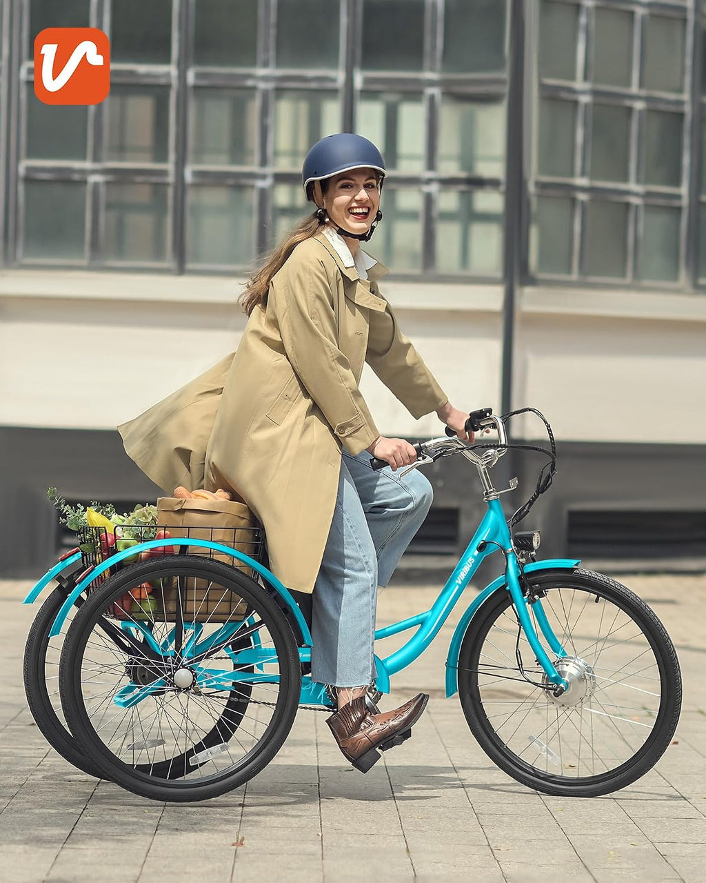 VIRIBUS Electric Tricycle for Adults, 24 26 inch Electric Trike with 468Wh Removable Battery, 250W/350W(Peak 500W) 3 Wheel Electric Bikes for Seniors, Motorized Adult Tricycles Women Men 330 lb.
