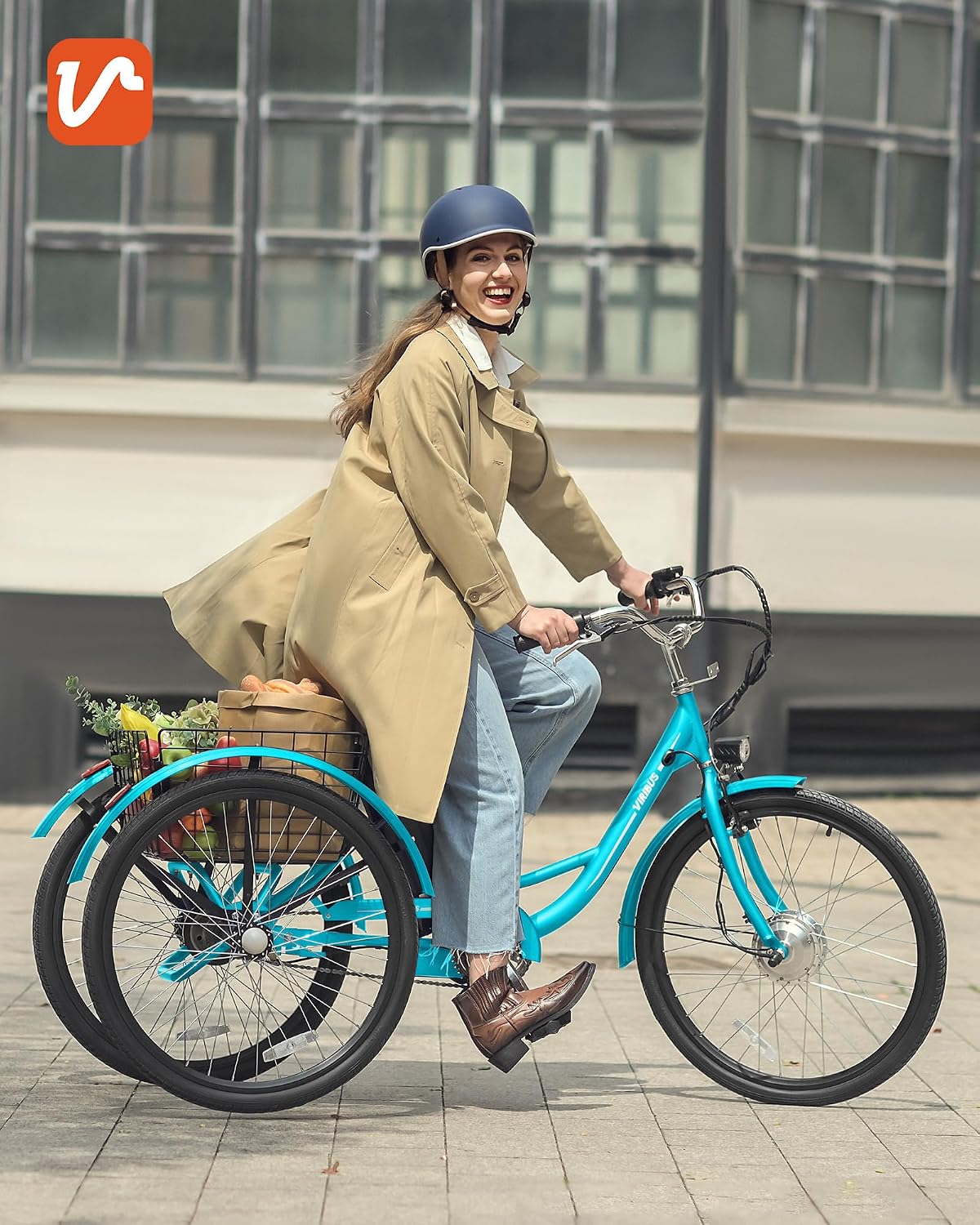 VIRIBUS Electric Tricycle for Adults, 24 26 inch Electric Trike with 468Wh Removable Battery, 250W/350W(Peak 500W) 3 Wheel Electric Bikes for Seniors, Motorized Adult Tricycles Women Men 330 lb.