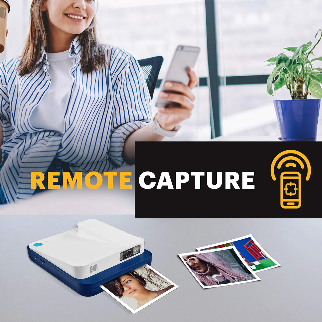 Zink KODAK Smile Classic Digital Instant Camera for 3.5 x 4.25 Zink Photo Paper - Bluetooth, 16MP Pictures (Blue)