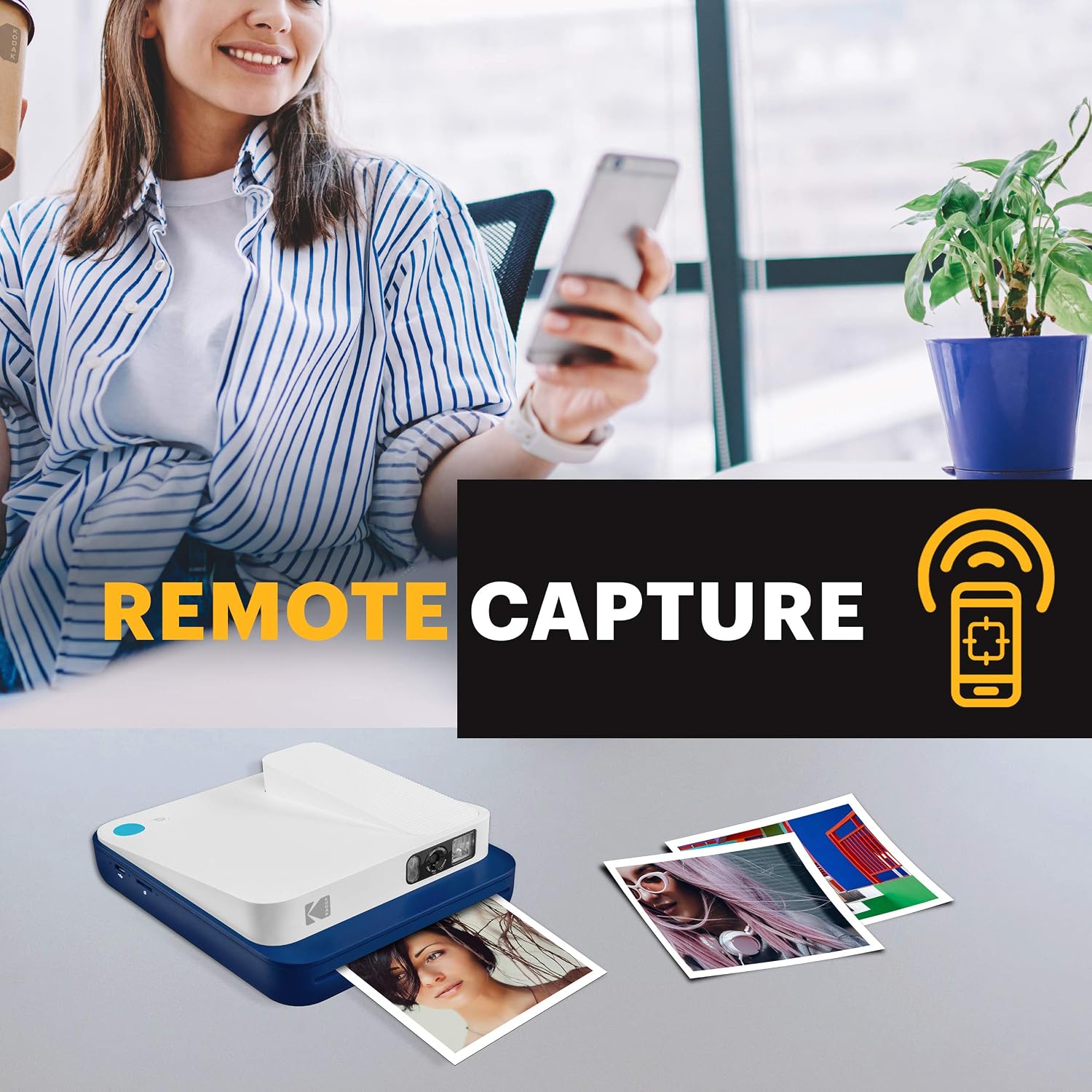 Zink KODAK Smile Classic Digital Instant Camera for 3.5 x 4.25 Zink Photo Paper - Bluetooth, 16MP Pictures (Blue)