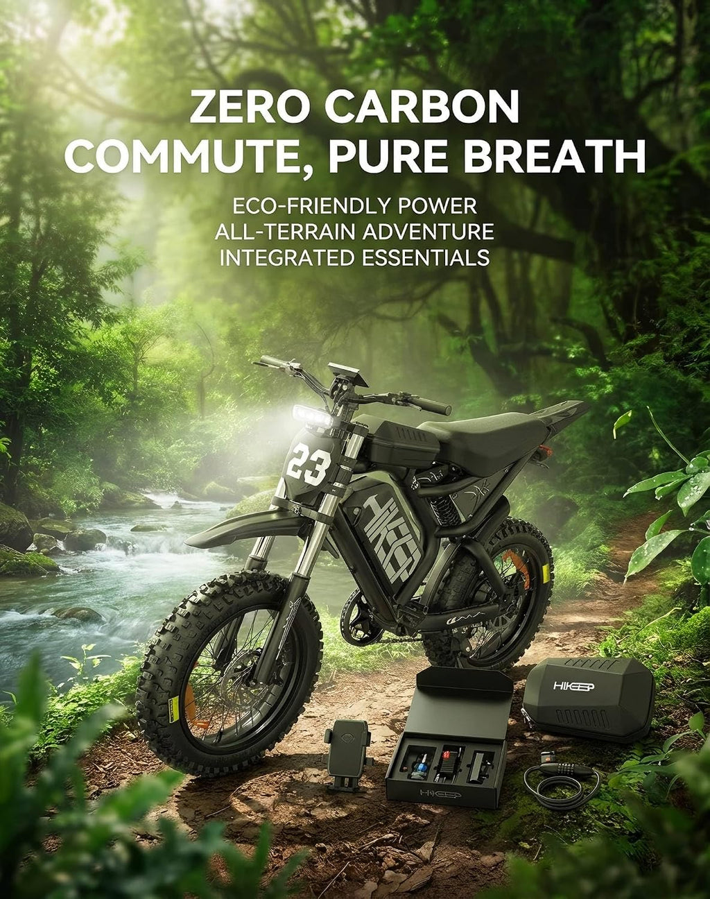 HiKeep Electric Dirt Bike for Adults - Peak 1500W/3000W Electric Bikes, 28-35MPH, 48V/52V 15.6Ah/25Ah/40Ah, 70-120 Mile(PAS Mode), 16/20 Inch All-Terrain Fat Tire Electric Motorcycle