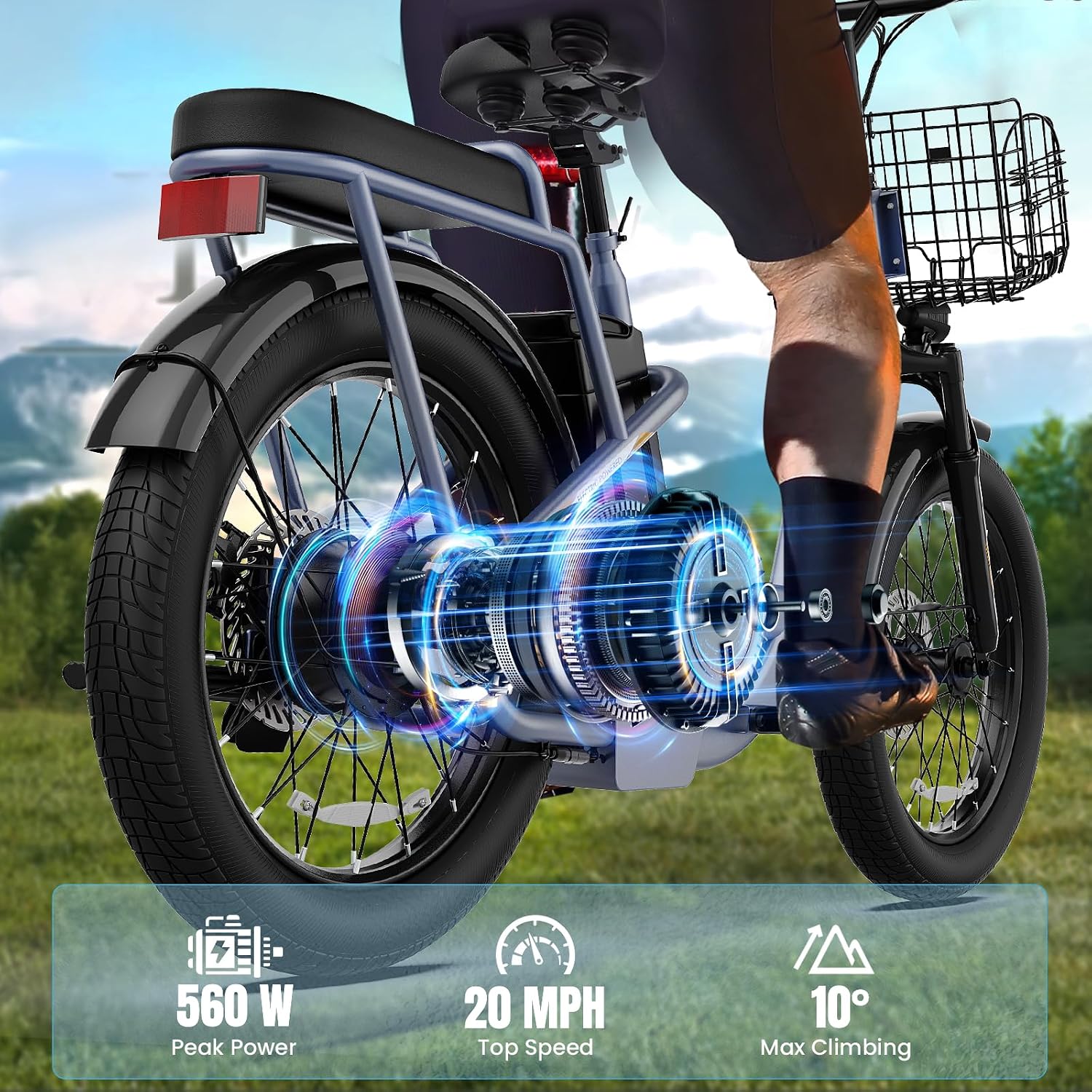 Caroma Peak 1200W/800W/500W/ Electric Scooter with Seat, 20' Off-Road Tires, 15/25/30Miles Range, 20MPH Top Speed, Adjustable Electric Scooter for Adults with Basket, Adults Ebike for Commuting