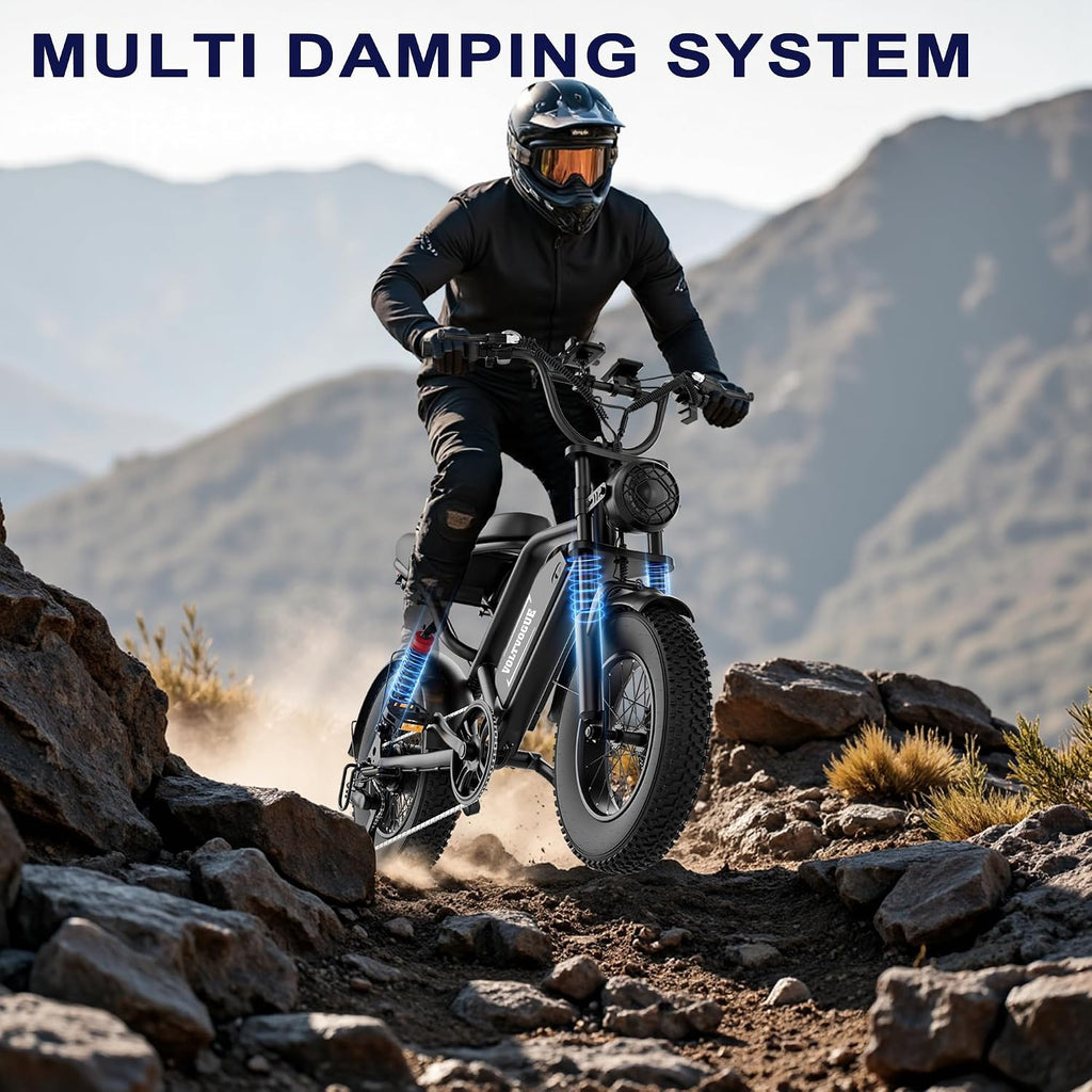 Electric ebike | Full Suspension | Peak 1500w Motor | 25/31MPH Top Speed | Range 40-70 Miles | 48V 960/748Wh Removable Battery | LED Headlights | 20/16-Inch All-Terrain Fat Tires |