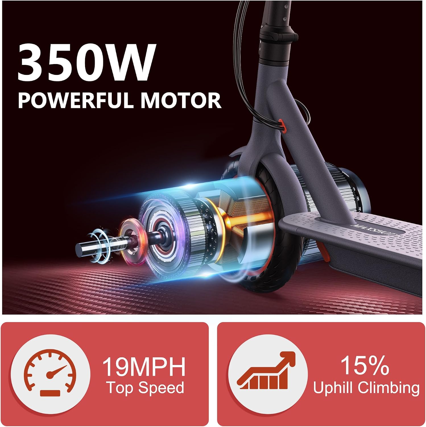 MAXSHOT Electric Scooter for Adults, 8.5/10/14' Tires, 19/22Mph, 350W/500W Motor, 21-28 Miles Range, Folding E-Scooter with Dual Suspension,APP Contro