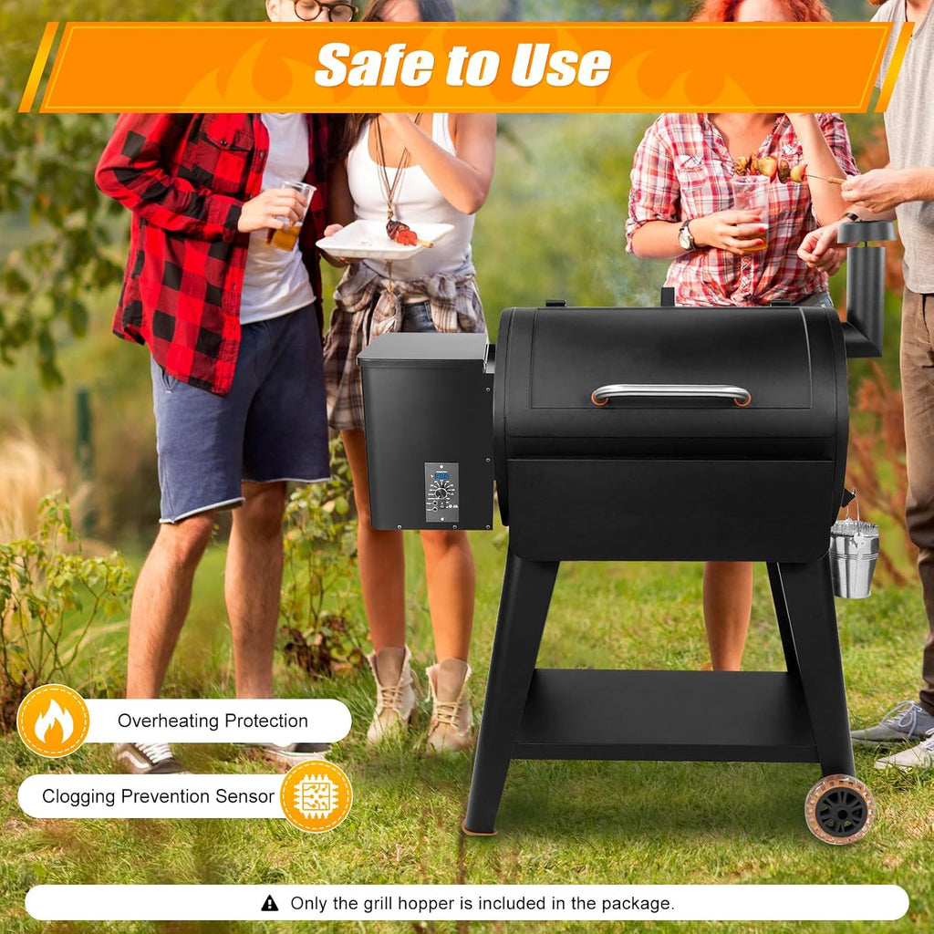 Pellet Smoker Hopper Assembly Kit, 250W 120V Electric Wood Pellet Grill Vertical Pellet Smoker Conversion Kit with Digital Temperature Controller for BBQ Smoke Bake Roast, 180℉- 500℉ Adjustment
