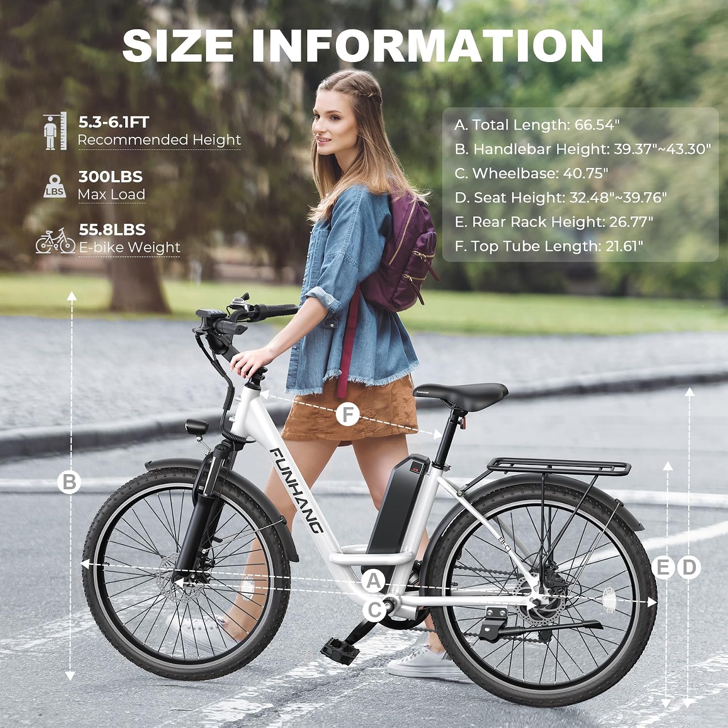 Funhang Electric Bike for Adults, 26' City Cruiser Ebike with 1000W Peak Motor, 20MPH 50 Miles Commuter Adult Electric Bicycles with 48V Battery, Adjustable Stem, 7-Speed, UL 2849 Certified