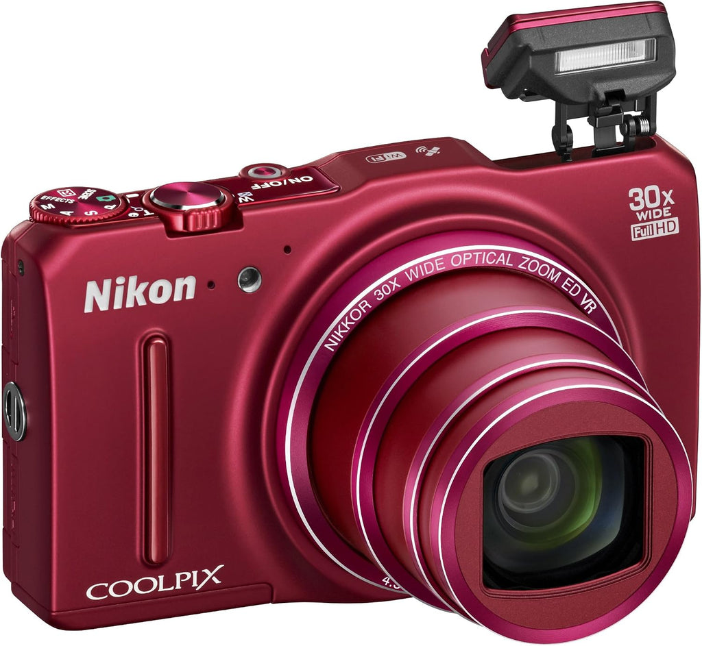 Nikon COOLPIX S9700 Compact Digital Camera - Red (16.0 MP, 30x Zoom) 3.0 inch