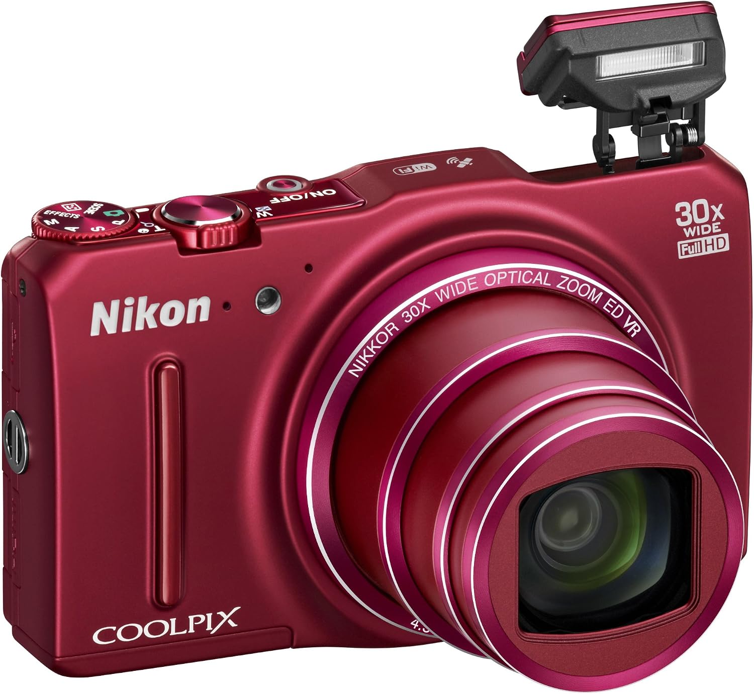 Nikon COOLPIX S9700 Compact Digital Camera - Red (16.0 MP, 30x Zoom) 3.0 inch