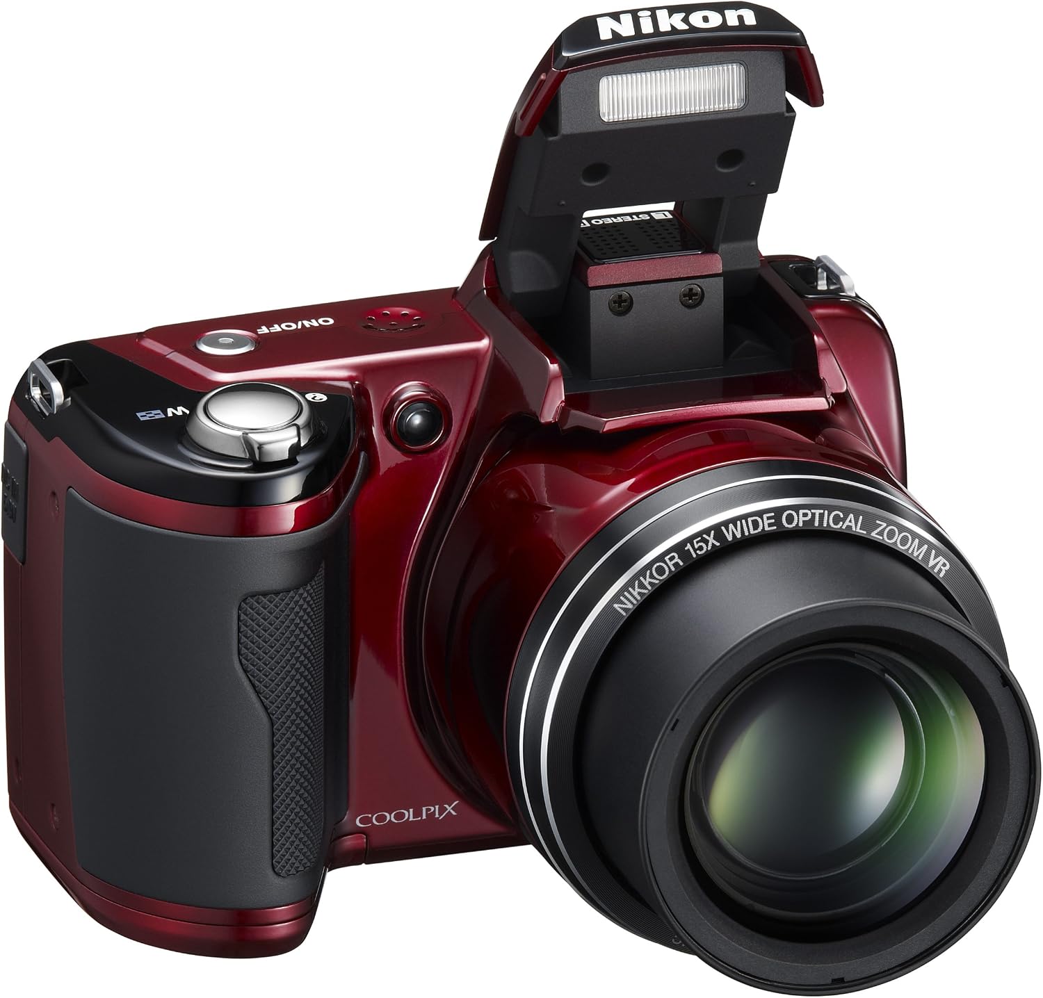 Nikon Coolpix L110 12.1MP Digital Camera with 15x Optical Vibration Reduction (VR) Zoom and 3.0-Inch LCD (Red)