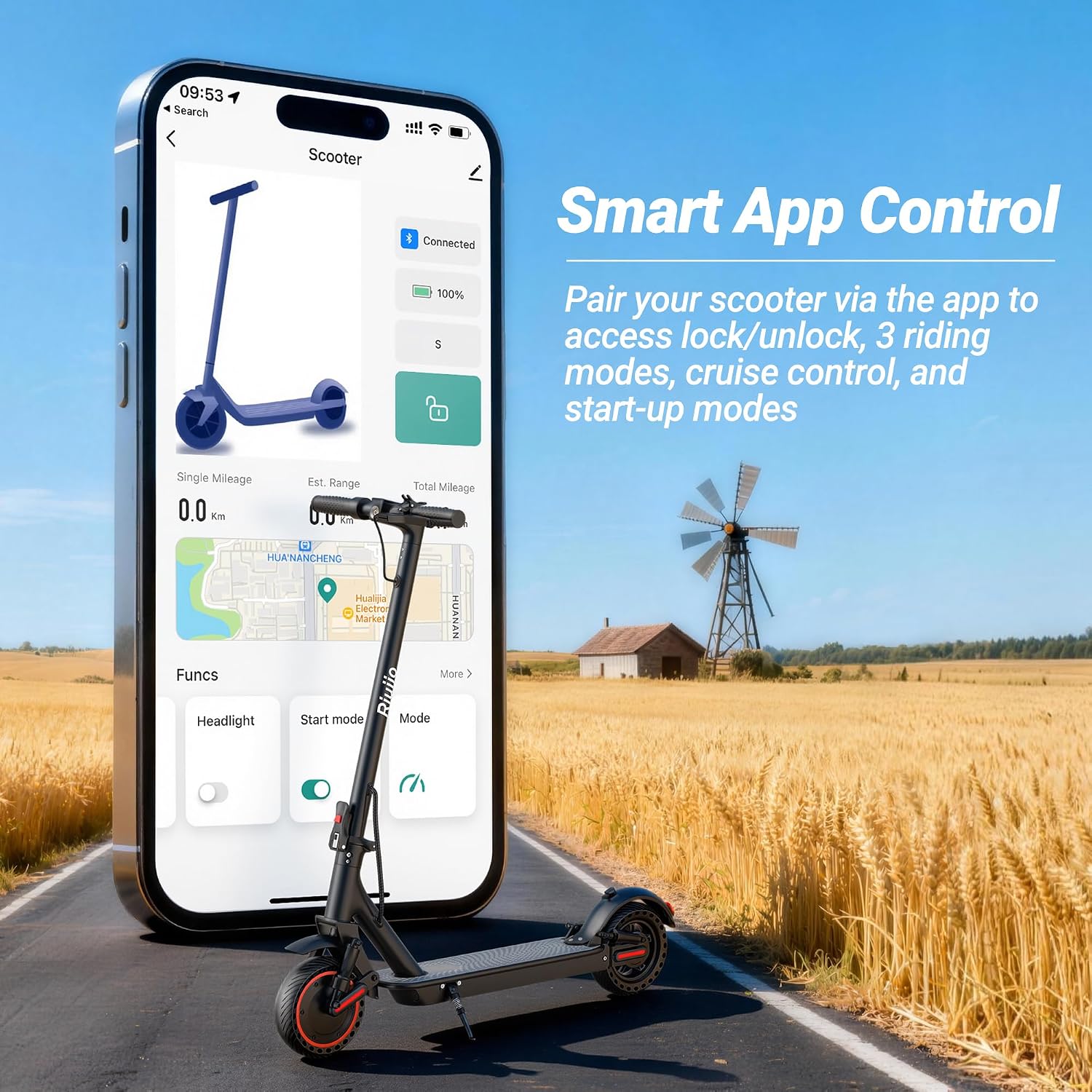 Electric Scooter, 350W-500W Motor, 19 MPH to 22MPH, 15-41 Miles Range, Dual Suspension, Dual Braking, App Control, Foldable Commuter E Scooter for Adults and Teens