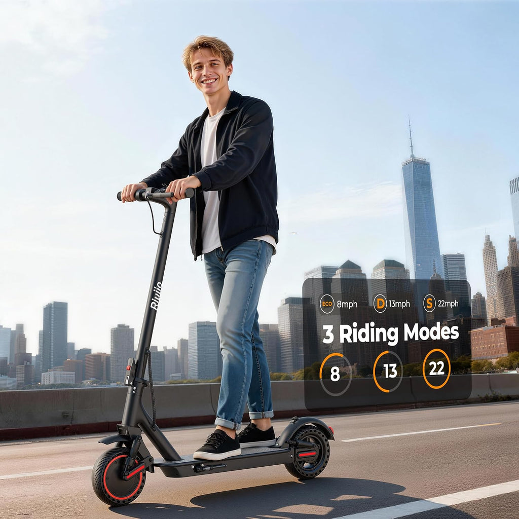 Electric Scooter, 350W-500W Motor, 19 MPH to 22MPH, 15-41 Miles Range, Dual Suspension, Dual Braking, App Control, Foldable Commuter E Scooter for Adults and Teens