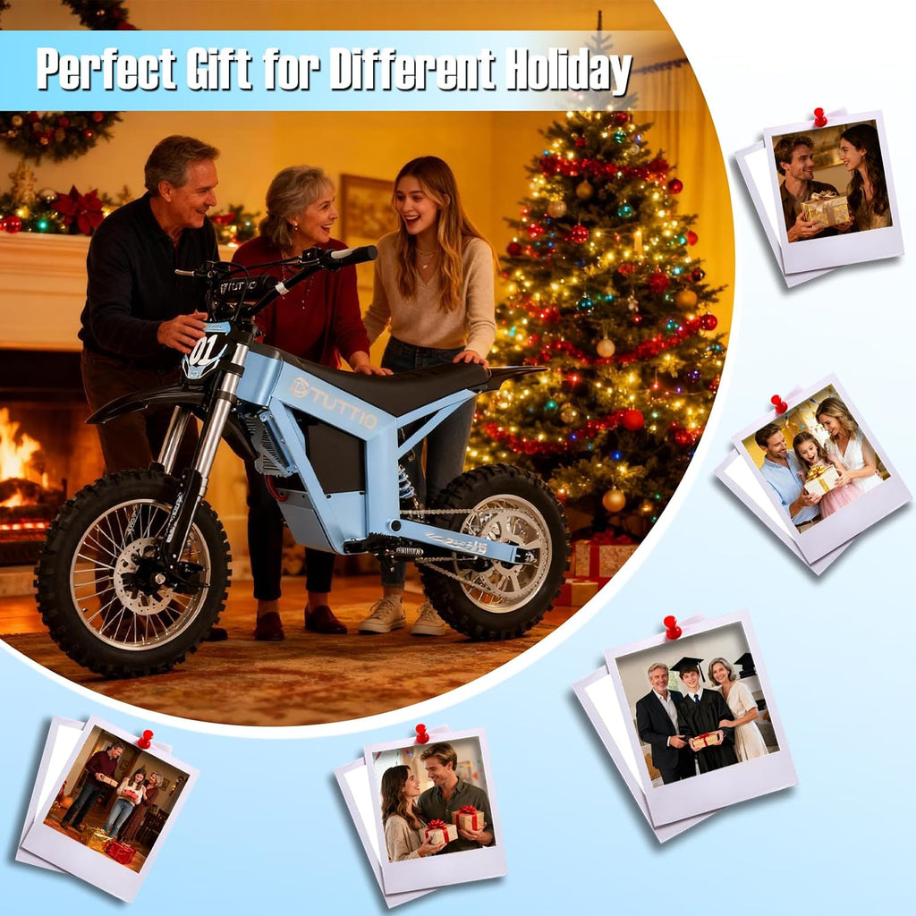 Tuttio Soleil01-GB E-Dirt-Bike - Peak 3000W 37MPH 200NM Electric-Bike with 48V 21Ah Battery, 14'/12' Fat Tire Electric Motocycle with Dual Suspension, Off-Road Ebike for Adults-Teens (USA Warehouse)