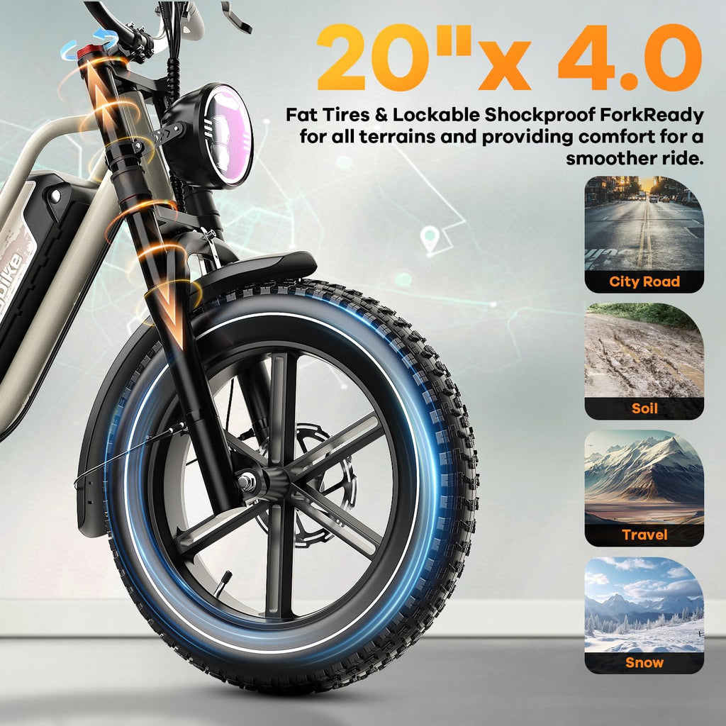 1500W Electric Bike for Adults,48V 20/25/60Ah Removable Battery Max Range 80Miles Electric Bicycle,20''×4' Fat Tire Ebike,Adult Electric Bicycles for Commute Beach Snow,E-Bike UL Certified