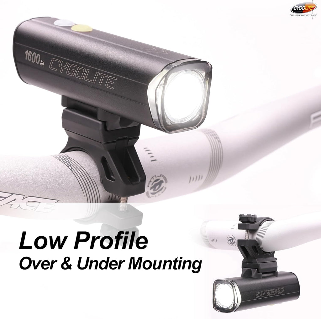 Cygolite Velocity 1600, 1200, 1000, 800 Lumen USB-C Bike Lights – Anodized Aluminum Alloy – 9 Light Modes – Fine Tunable Brightness - Compact, IP67 Waterproof – Hard Mount – Road & Mountain