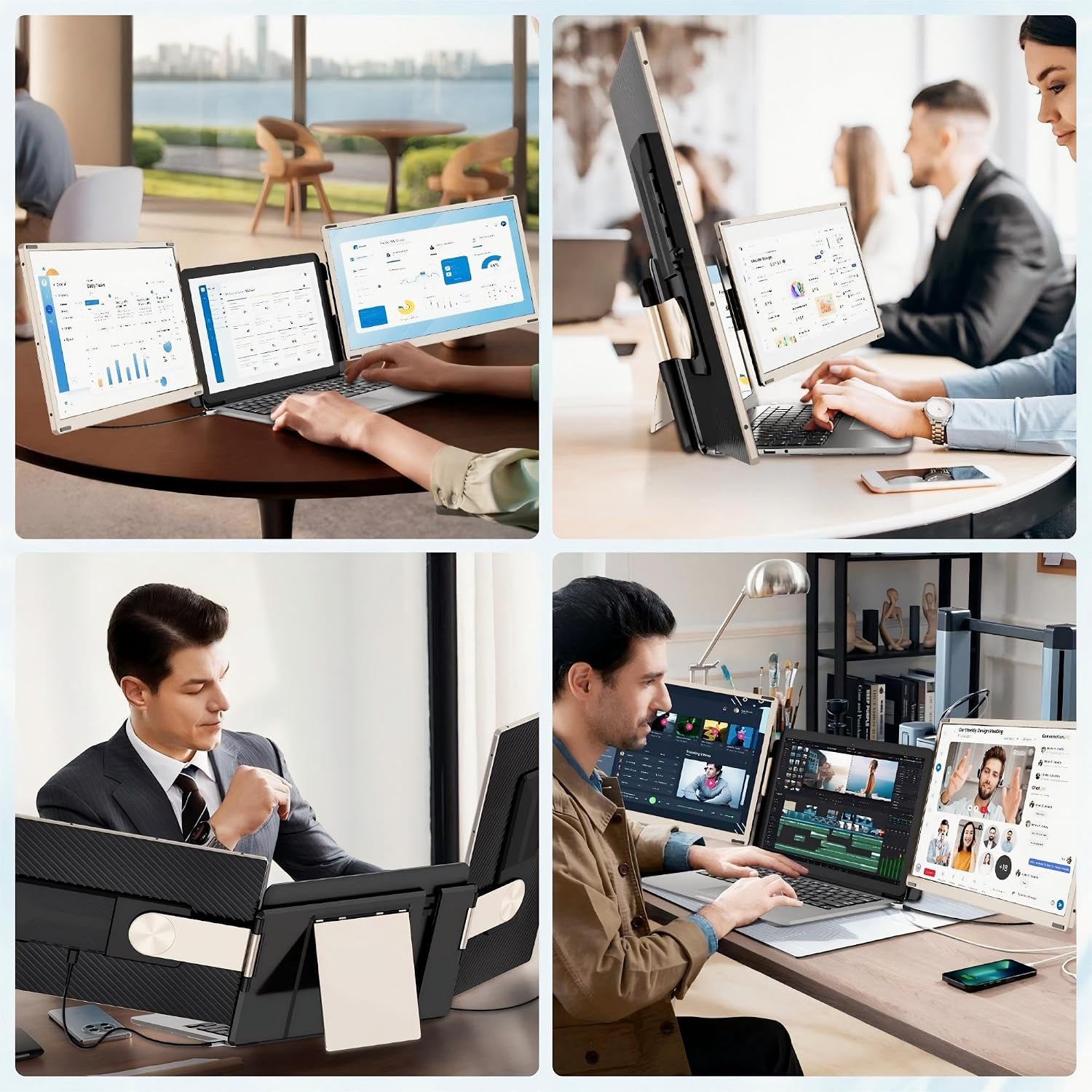 CIDETTY Laptop Screen Extender Monitor Portable, 15.6' FHD Monitor Extender Detachable Monitor for Laptops, Triple Laptop Monitor Extender compatiable with Windows, Mac, Android, Chrome, Switch & PS
