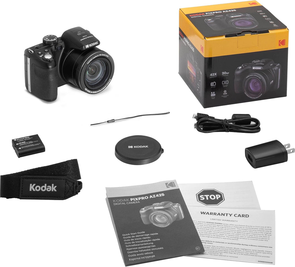 Kodak PIXPRO AZ425 Digital Camera Bundle with 32GB Memory Card, Camera Case (Black), Battery, Charger, USB Card Reader, Table Tripod, Accessories (Black)