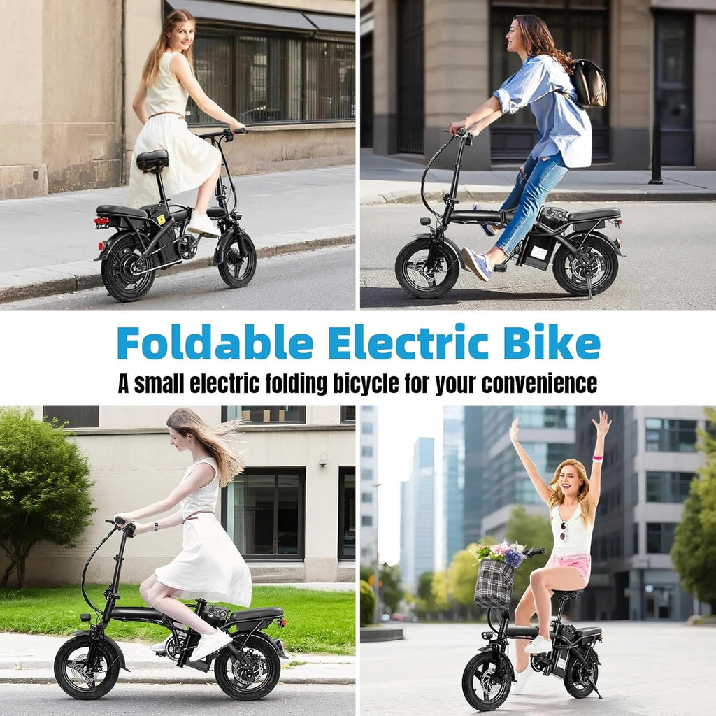 Electric Bike for Adults and Teens,500W Brushless Motor 19MPH Folding Ebike with 48V10.4Ah Removable Battery, 35Miles Range & PAS Mode with 14' Foldable Electric Bicycles, Commuting-Certified e Bike