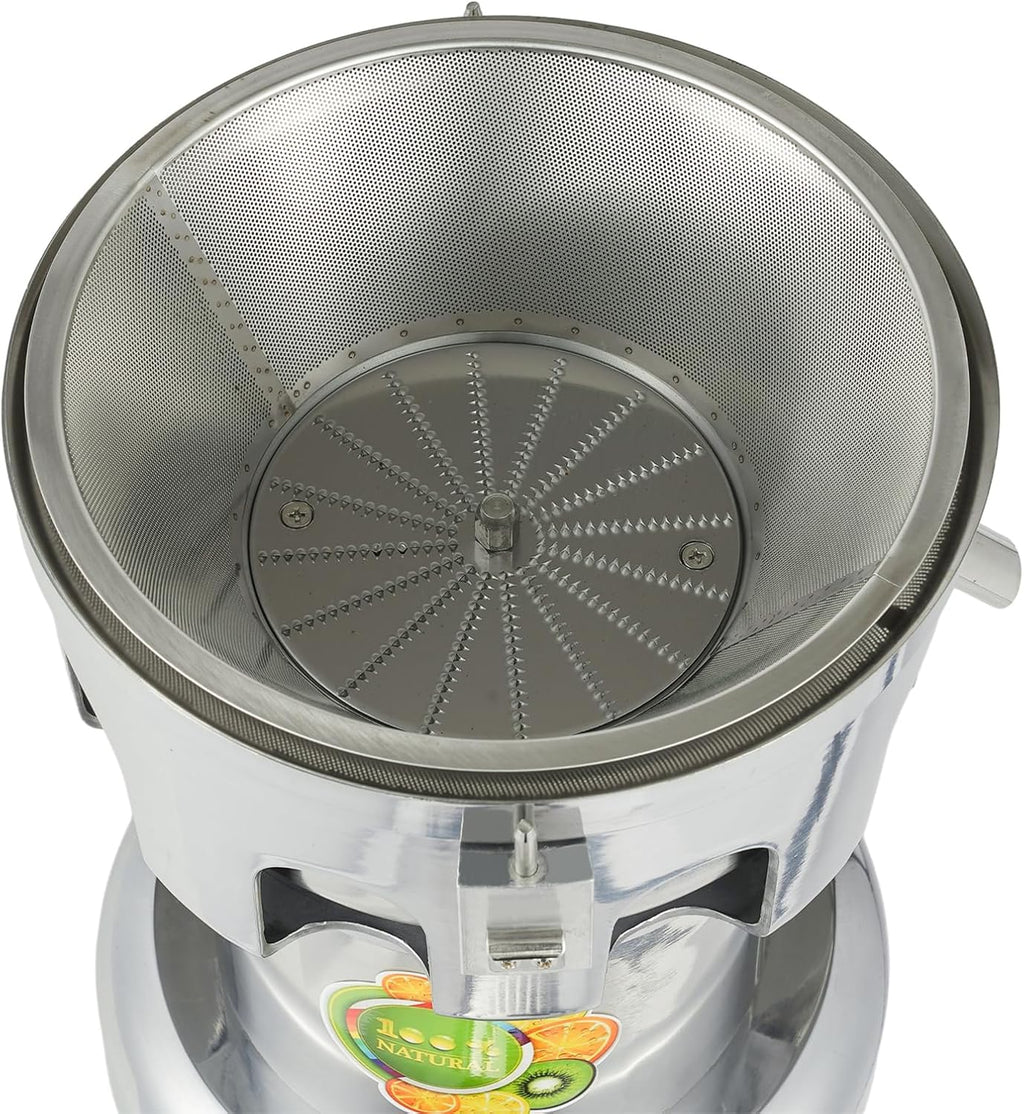 Juice Extractor, 370W 110V Commercial Electric Juicer Machine Fruit Vegetable Juice Extractor Stainless Steel Centrifugal Juicer Machine w/Push Rod for Families, Restaurants, Cafes