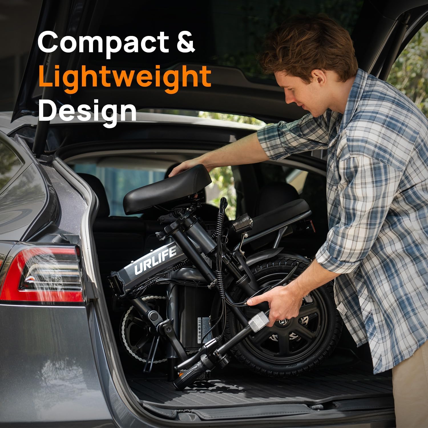 URLIFE 14' Folding Electric Bike for Adults & Teens 500W Peak Motor, 40-Mile Range, Triple Suspension UL 2849 Certified