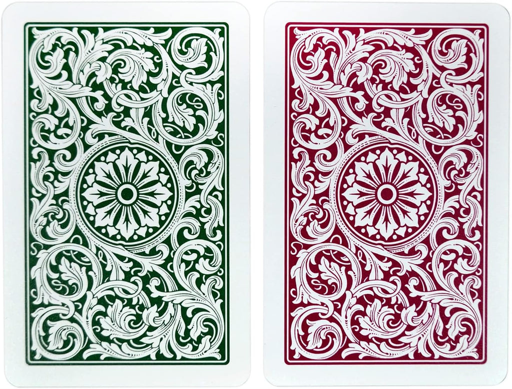 Copag 1546 Design 100% Plastic Playing Cards, Bridge Size (Narrow) Green/Burgundy (Jumbo Index, 6 Sets)