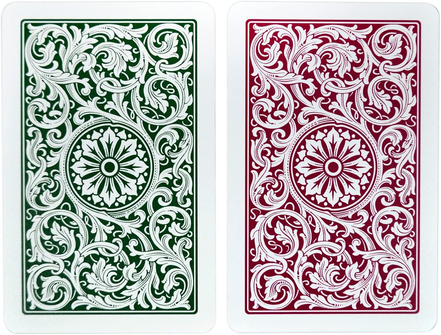 Copag 1546 Design 100% Plastic Playing Cards, Bridge Size (Narrow) Green/Burgundy (Jumbo Index, 6 Sets)