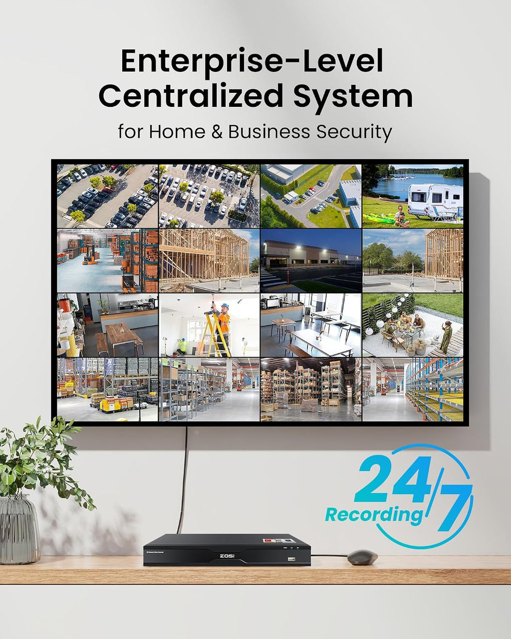 ZOSI 32CH 4K PoE Security Camera System, Face Person Vehicle Detection, 2 Way Audio, Spotlight Siren, 16pcs 8MP Outdoor Indoor IP Cameras, 32 Channel 4K NVR with 4TB HDD for 24/7 Recording