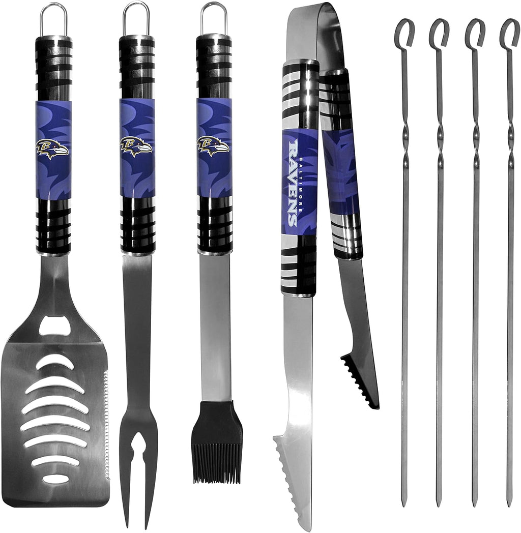 NFL Siskiyou Sports Fan Shop Baltimore Ravens Steel Tailgater BBQ Set w/Case 8 piece Gray