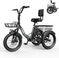Qlife Triker Electric Bike, 1200W Brushless Motor Folding Trike Ebike, 48V10.4AH Removable Battery, 3 Wheel Electric Bicycle, 18 Tire Tricycle for Adults