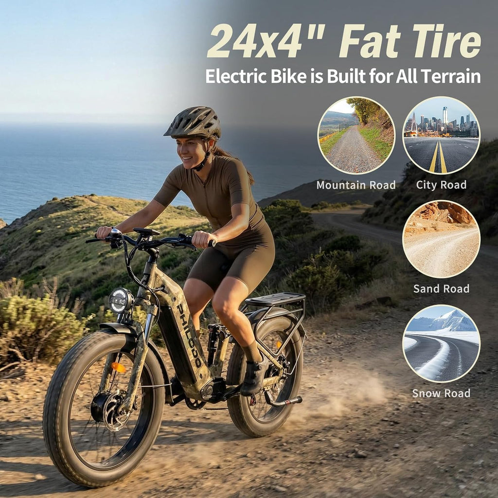 5000w Dual Motor E-Bike 60V Electric Bike for Adults,45 MiIe P-Hour Full Suspension Hydraulic Disc Brakes EBike,26/24x4 Fat Tires Mountain Bikes for All Terrain Snow/Sand
