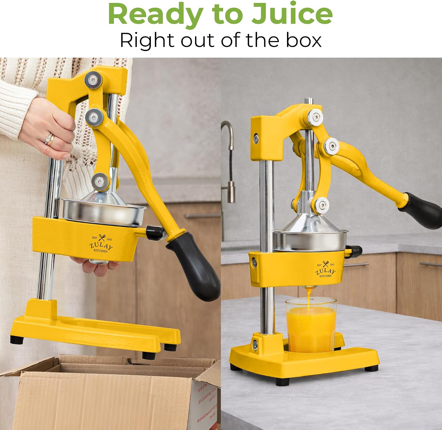 Zulay Kitchen Cast Iron Juicer - Heavy Duty Manual Juicer with Detachable Strainers for Easy Cleaning, Orange Juice Press for Citrus Fruits, Perfect for Bartenders, Juice Lovers & Health Enthusiasts