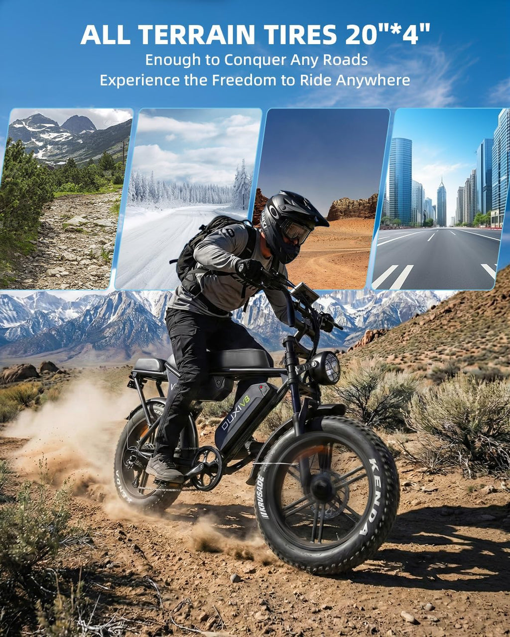 OUXI V8 Series Electric Bike for Adults, Peak 500W/1000W,20/31 MPH, 10.4/15/30 AH Removable Battery, 16''/20' Fat Tire Electric Bike,7-Speed Gear Electric Bicycles,Ebike Moped for Commuting & Off-Road