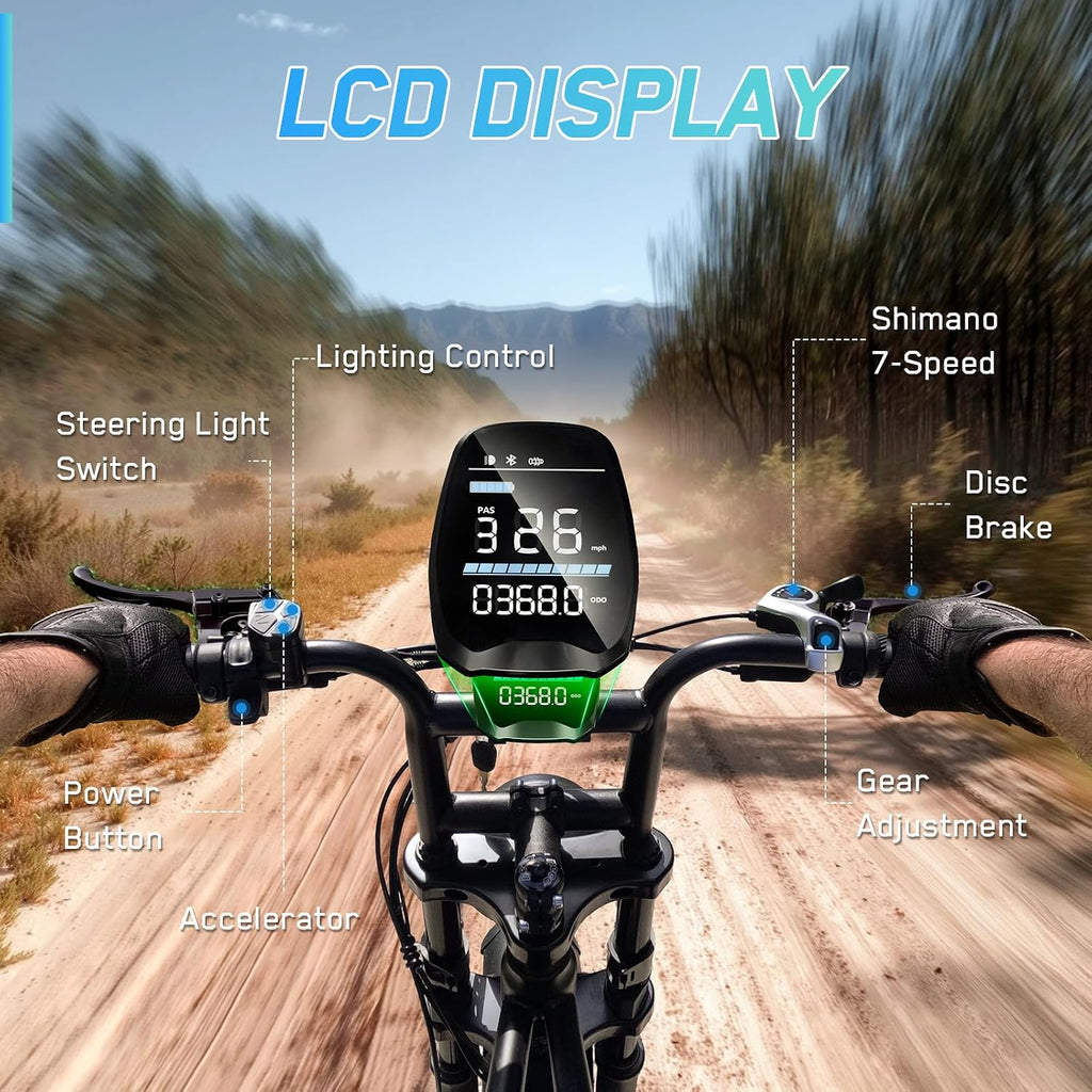 TST Electric Bike for Adults, 1500W Peak Motor 60/100 Miles Fat Tire Ebike with 48V 15Ah/25Ah Removable Battery 20' Fat Tire Electric Dirt Bike Full Suspension and 7-Speed