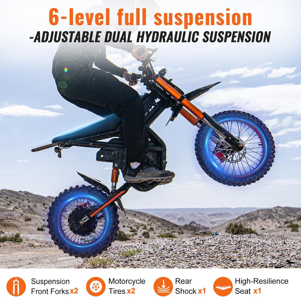 GT54 PRO /GT54 Electric Dirt Bike for Teens, 60V 25AH 40MPH // 48V 27AH 37MPH Ebike with 14'/12' Motorcycle Tire, 3000W/2000W Dual Hydraulic Brakes Mountain Off-Road Dirtbike for Ages 13+