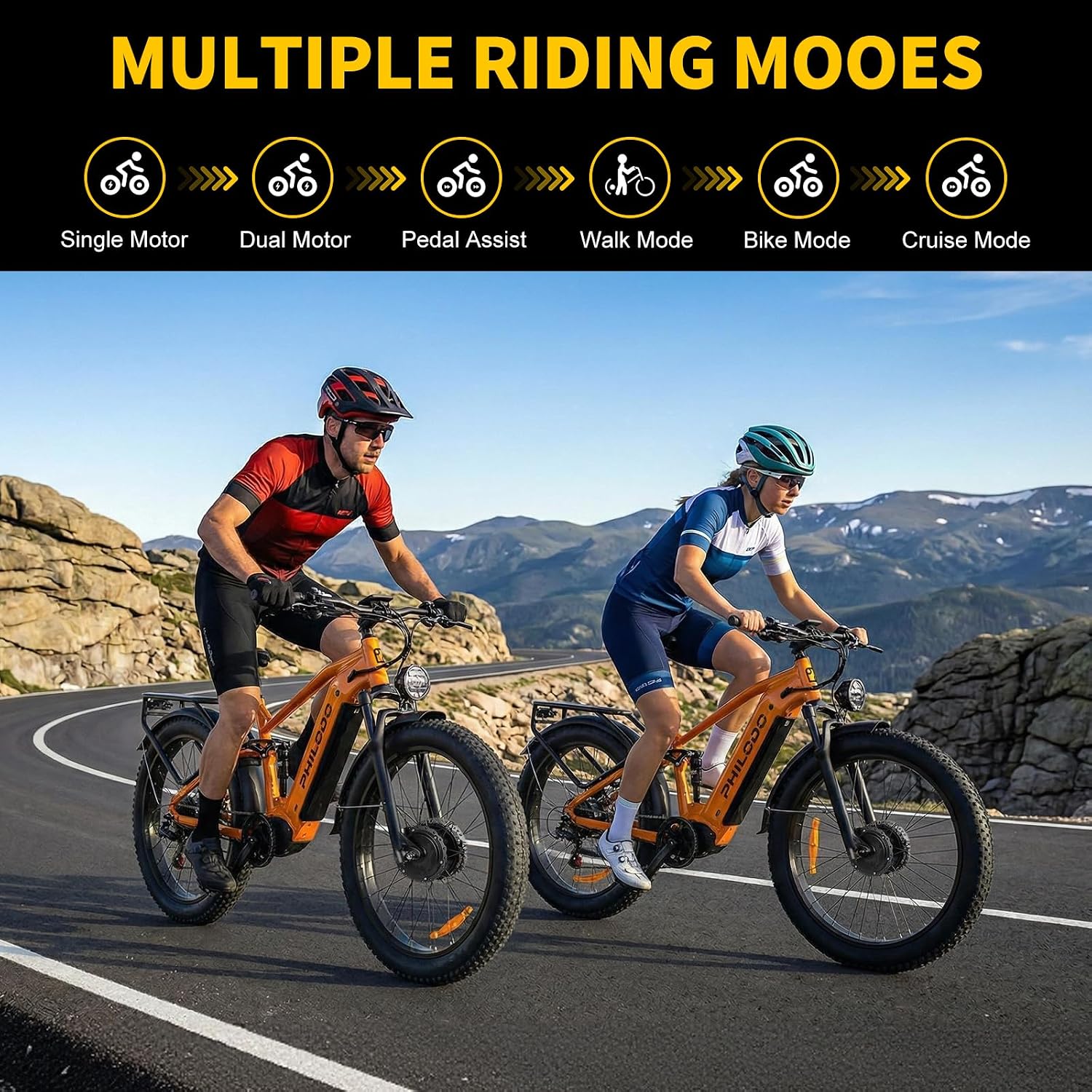 5000w Dual Motor E-Bike 60V Electric Bike for Adults,45 MiIe P-Hour Full Suspension Hydraulic Disc Brakes EBike,26/24x4 Fat Tires Mountain Bikes for All Terrain Snow/Sand
