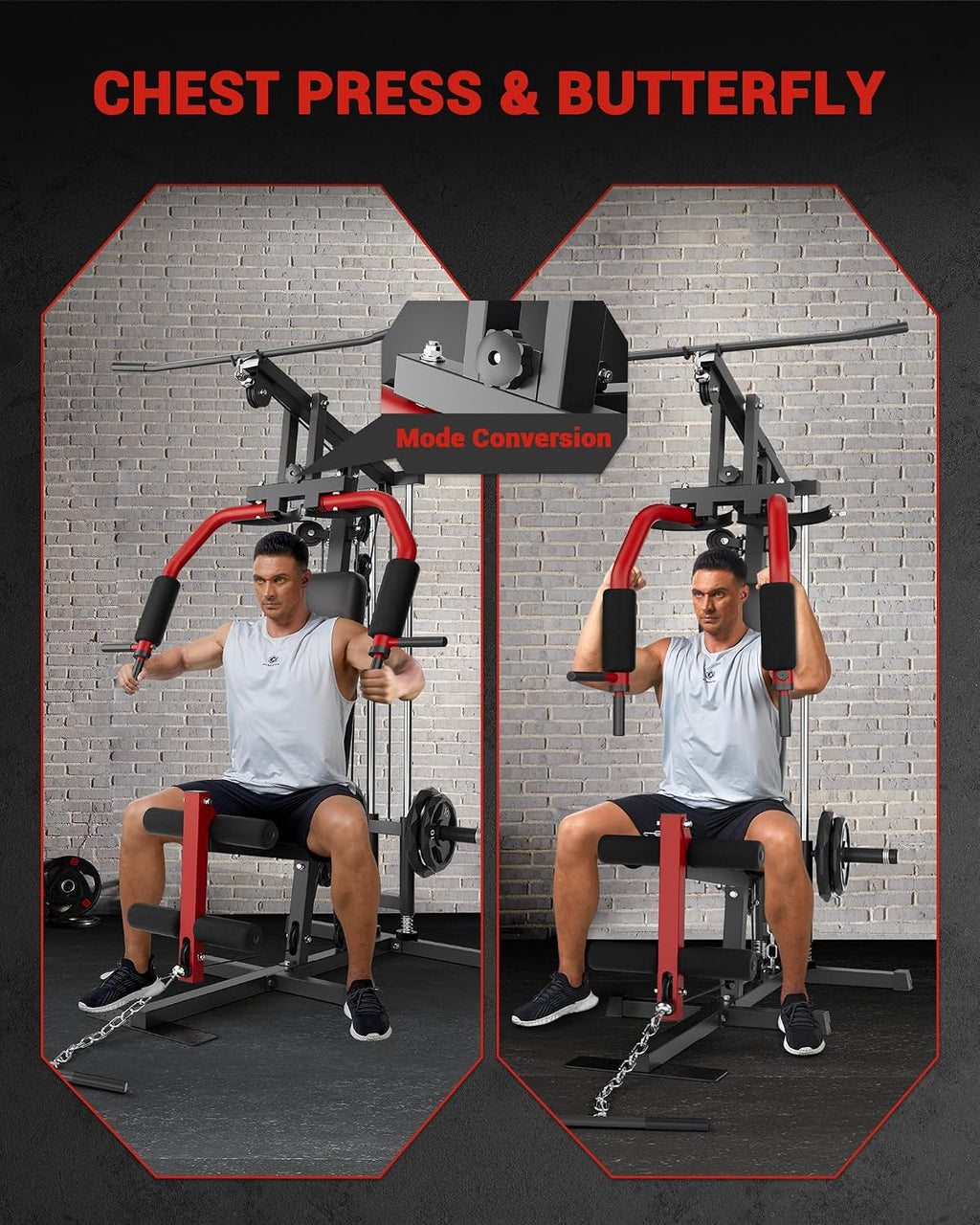GarveeTech Home Gym Equipment, Workout Weight Machine with Cable Pulley System, 400 LBS Weight Capacity All in One Full Body Exercise Station for Strength Training, Multifunctional Compact Home Gym