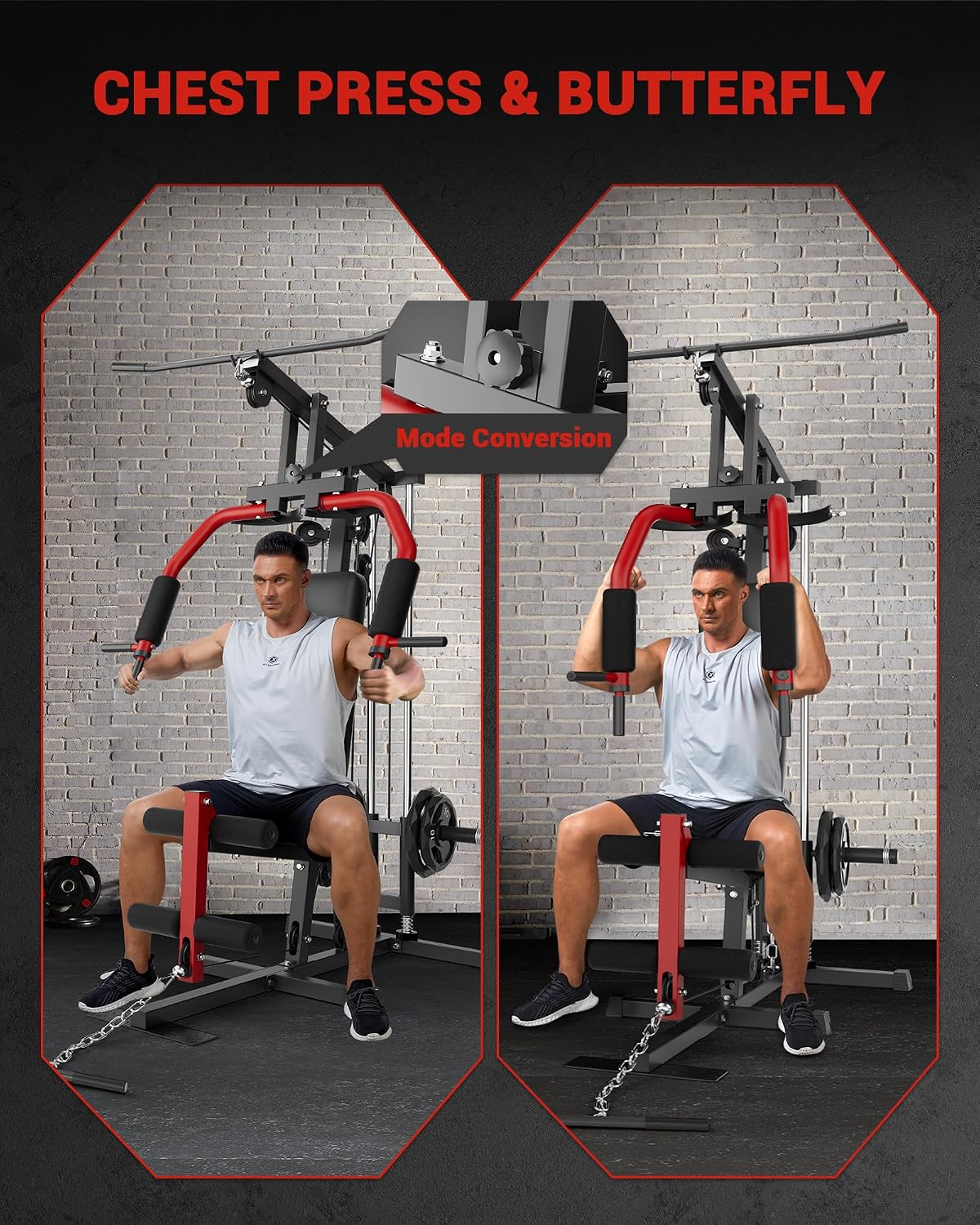 GarveeTech Home Gym Equipment, Workout Weight Machine with Cable Pulley System, 400 LBS Weight Capacity All in One Full Body Exercise Station for Strength Training, Multifunctional Compact Home Gym