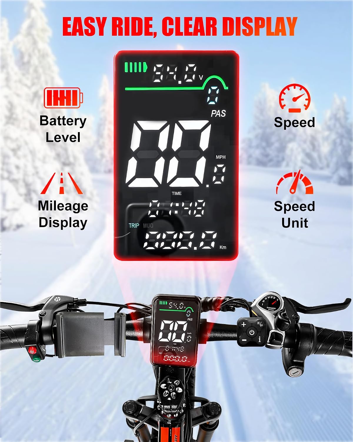 Electric Bike for Adults,1500W Peak Motor E Bikes, 26' Fat Tire Electric Bicycle, 28+ MPH 60 Miles Electric Mountain Bike, Removable Battery, Dual Brake, 7 Speed
