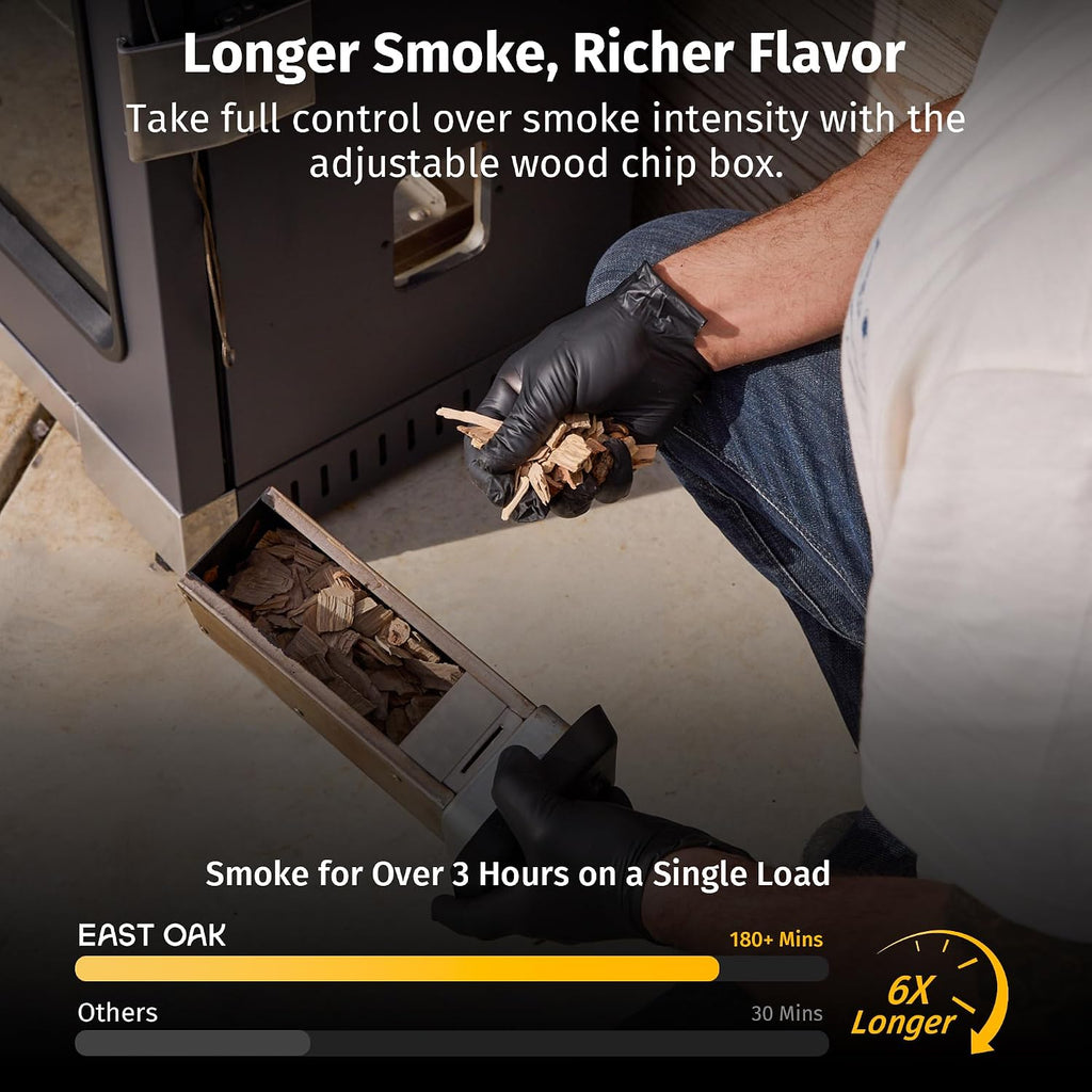 EAST OAK 30' Electric Smoker for Outdoors | Built-in Meat Probe & Clear Viewing Window | Side Chip Loader for 6x Longer Uninterrupted Smoking | 725 sq in Cooking Area for Bigger Batches, Night Blue